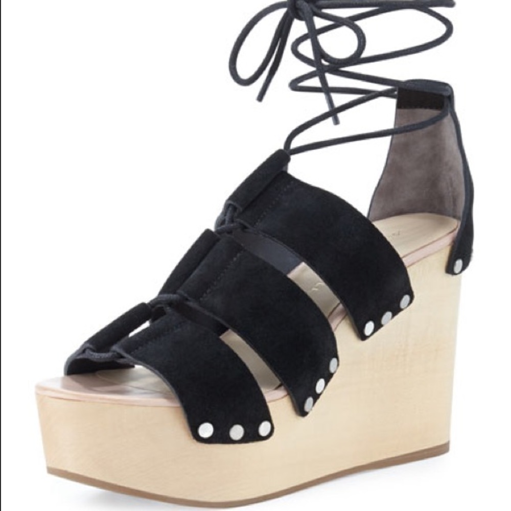 Loeffler Randall Ines Wooden Wedges in Black